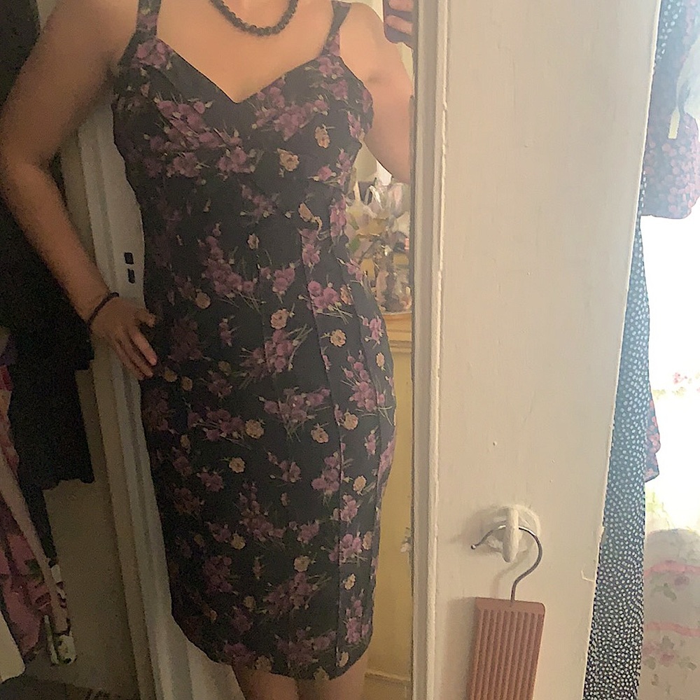 💜 VINTAGE BETSEY JOHNSON FLORAL BOW MINI/MIDI DRESS Y2K 90s COTTAGECORE XS S P - Picture 16 of 17